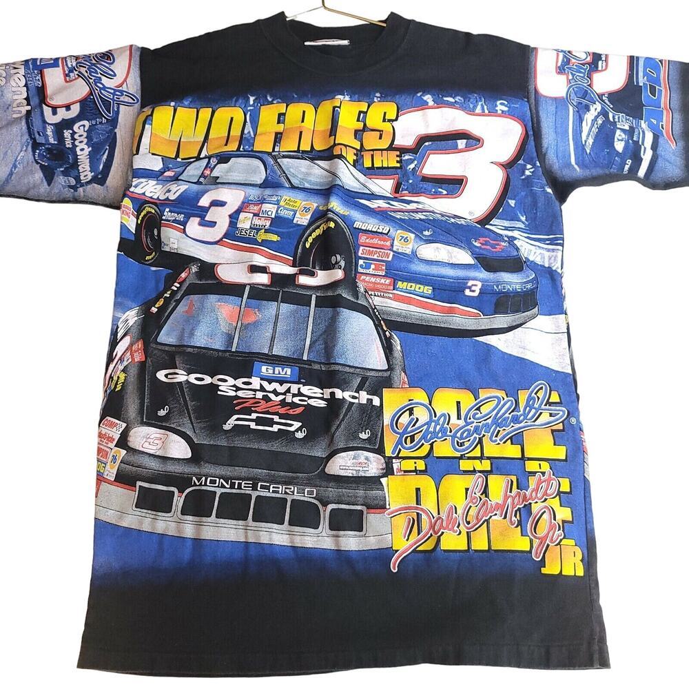 Single Stitch Chase Authentics Double Side All Over Print Dale Earnhardt & JR